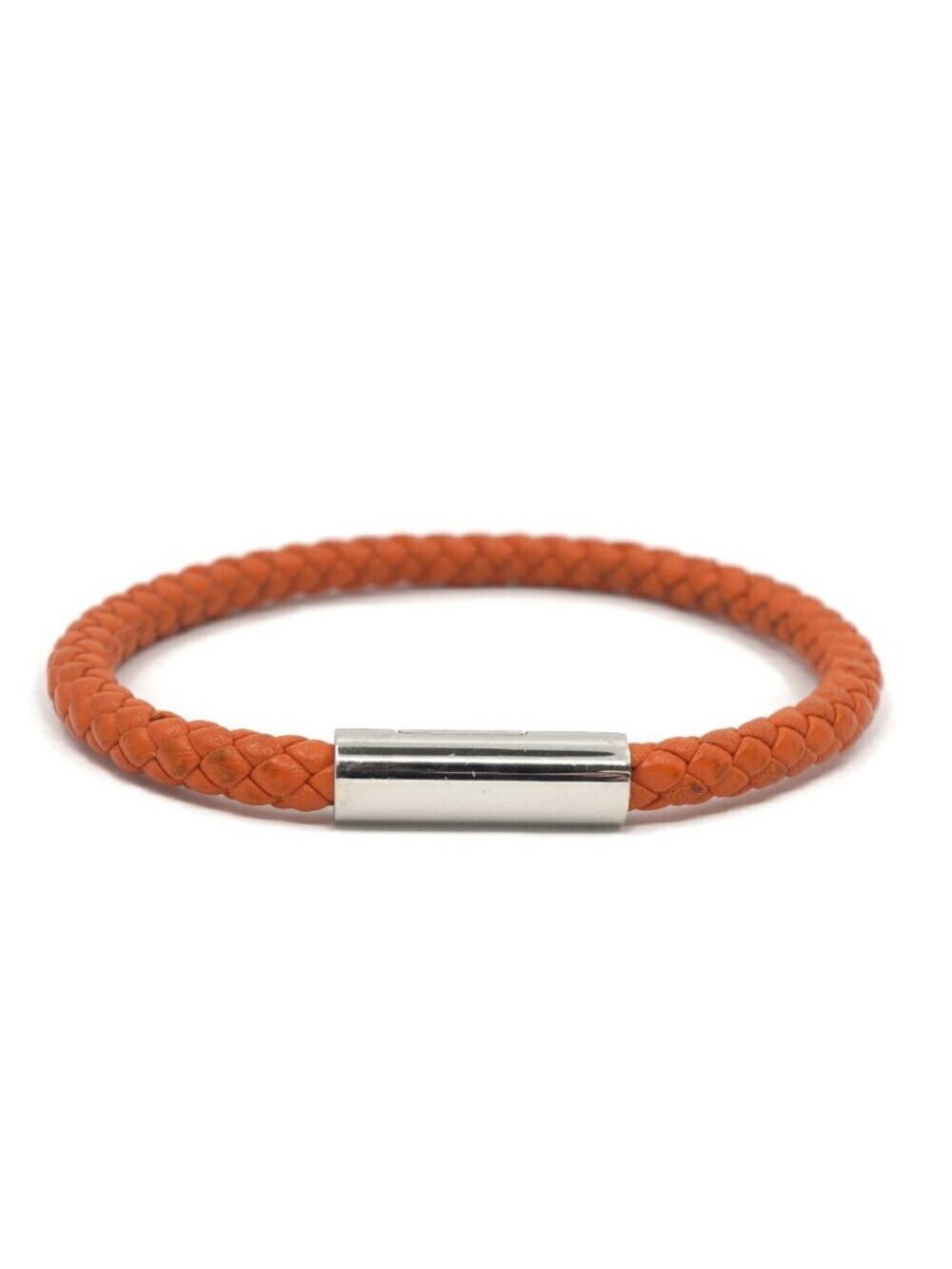 Hermes Goliath Bracelet Orange Leather Silver